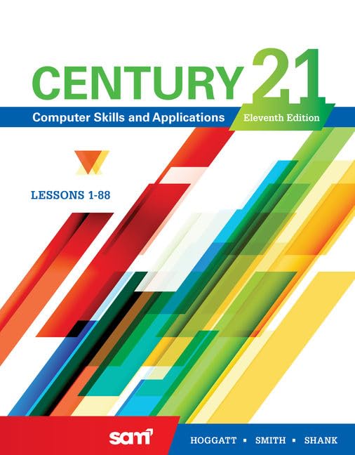 Century 21 Computer Skills and Applications, Lessons 1-88 — ISBN 9781337910309