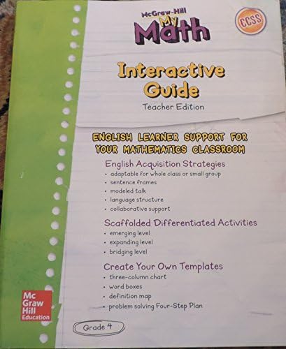 McGraw Hill My Math Grade 4 Teacher Edition Interactive Guide CCSS Common Core — ISBN 9780021314065