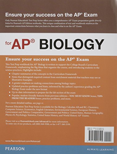 Preparing for the Biology AP* Exam (School Edition) (Pearson Education Test Prep)