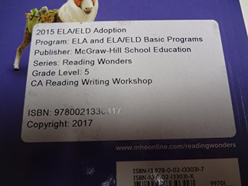 Wonders California reading/writing workshop grade 5