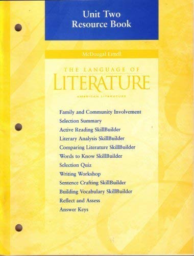 The Language of Literature: American Literature: Unit Two Resource Book