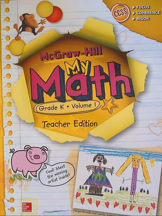 McGraw-Hill My Math, Grade K Volume 1, Teacher Edition, CCSS Common Core — ISBN 9780021435432