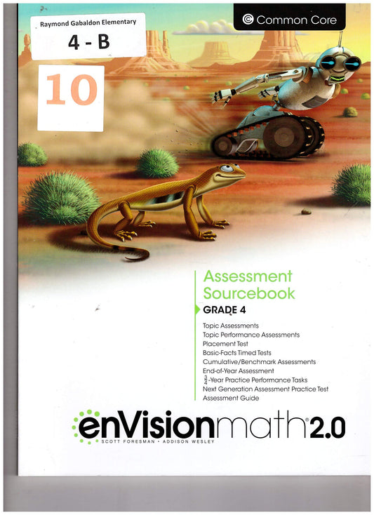 Assessment Sourcebook Grade 4 EnvisionMath 2.0