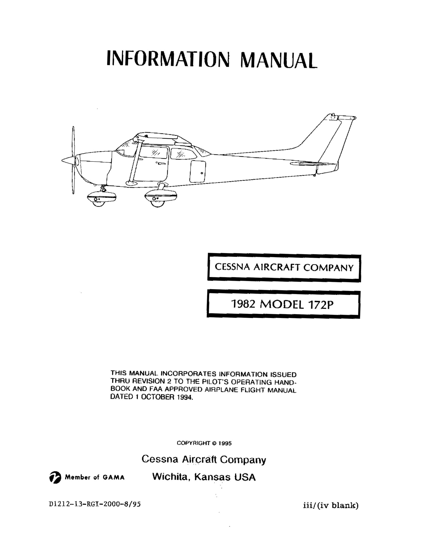 Cessna 1982 172P Skyhawk Information Manual (POH)