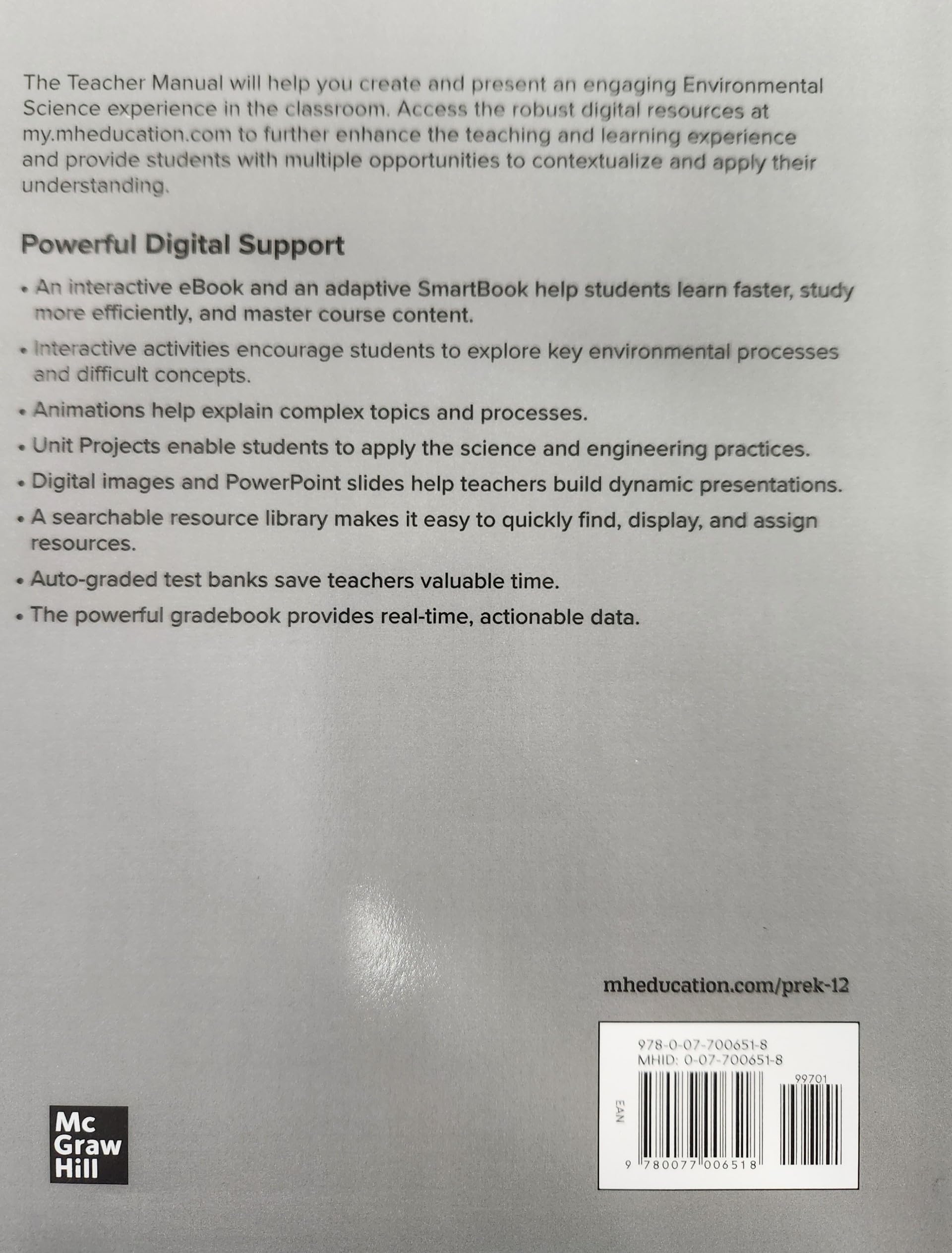 Principles of Environmental Science, Inquiry & Application, High School Edition, Teacher Manual, c. 2023, 9780077006518, 0077006518 [Paperback] unknown author