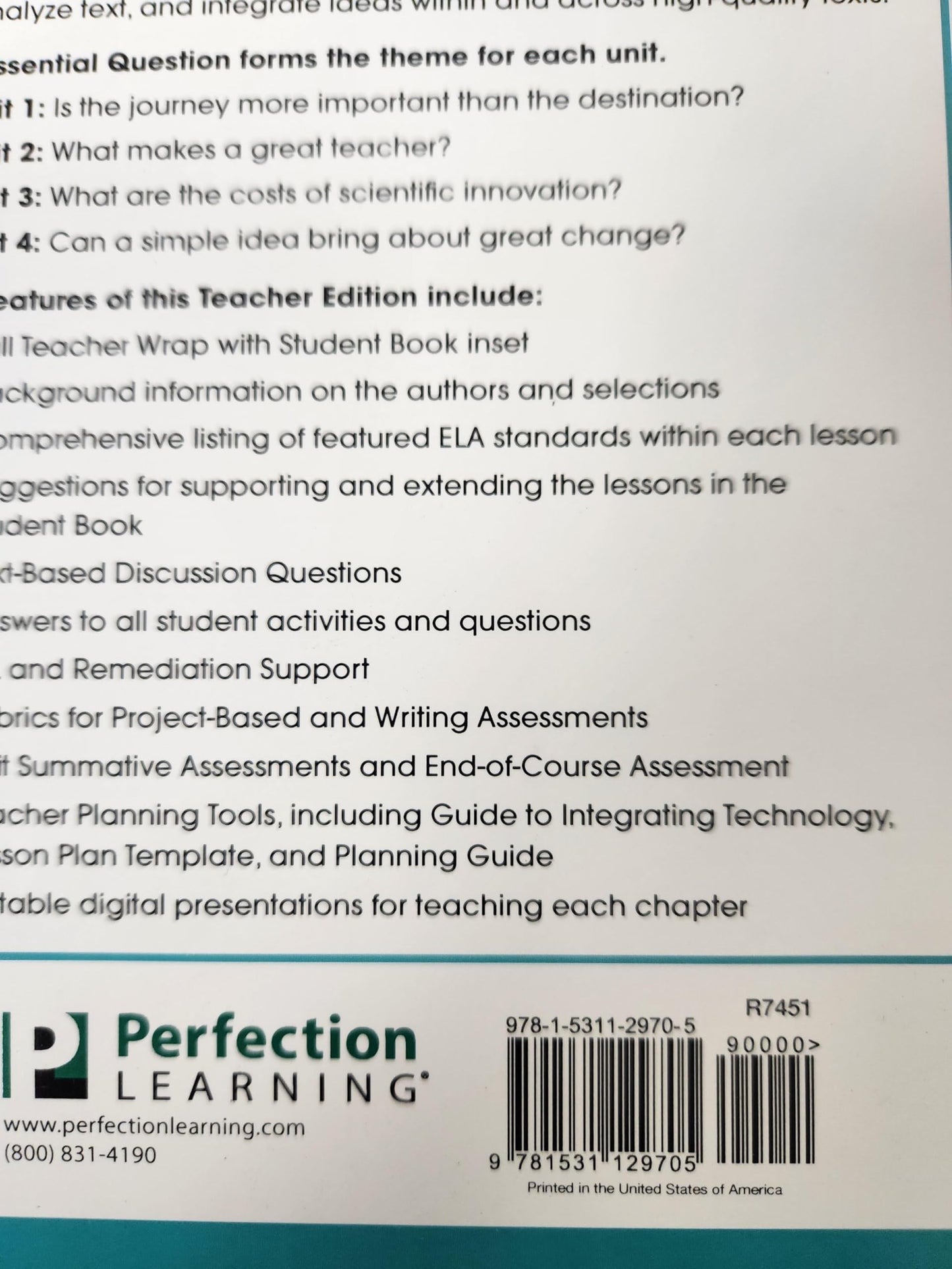 Connections English Language Arts Teacher Guide Grade 10 [Spiral-bound] Perfection