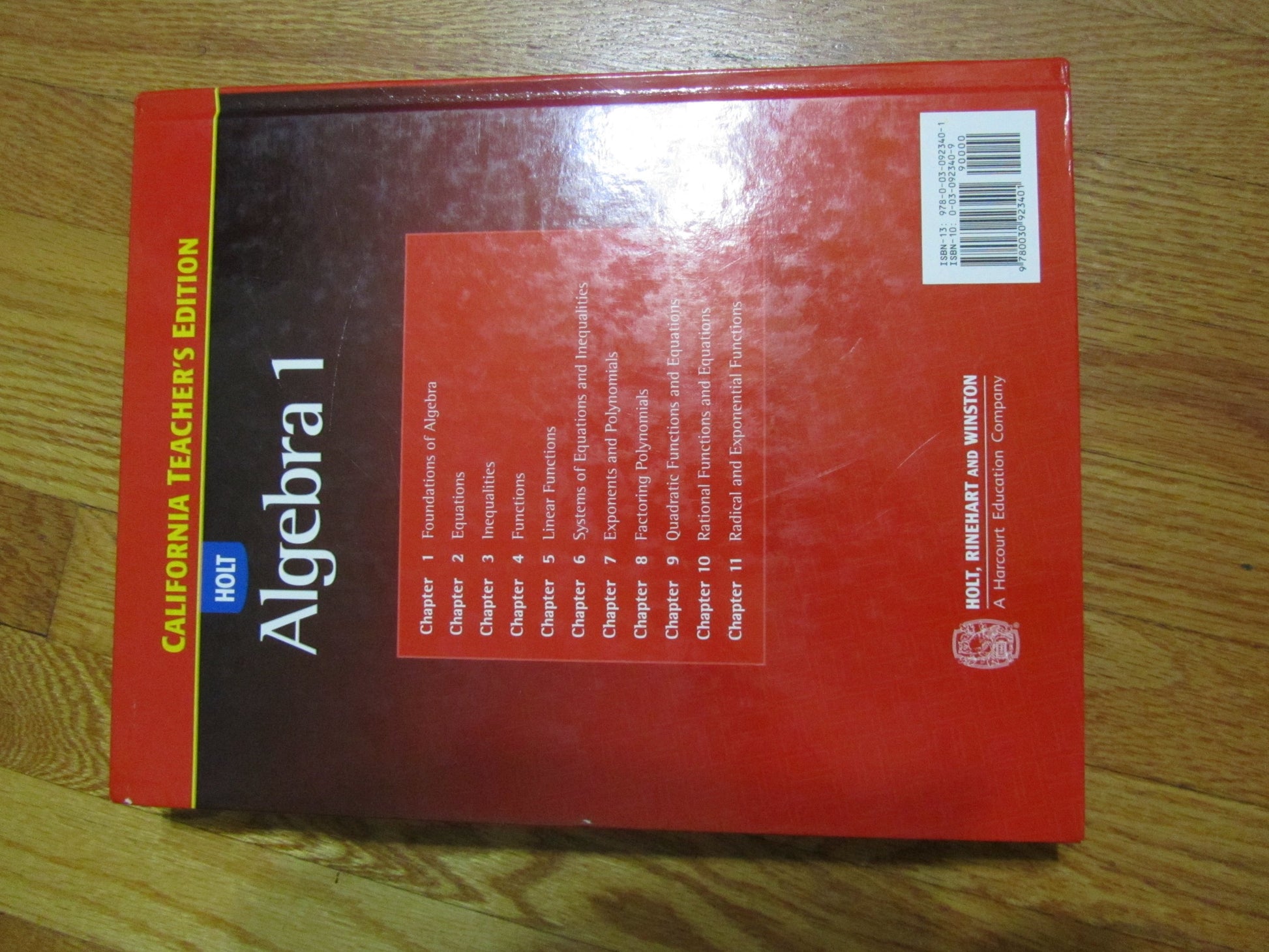 Holt Algebra 1 California Teacher\'s Edition [Hardcover] Burger, Edward B.; Chard, David J.; Hall, Earlene J.; Kennedy Paul A.; Leinwand, Steven J.; Renfro, Freddie L.; Seymour, Dale G.; Waits, Bert K.