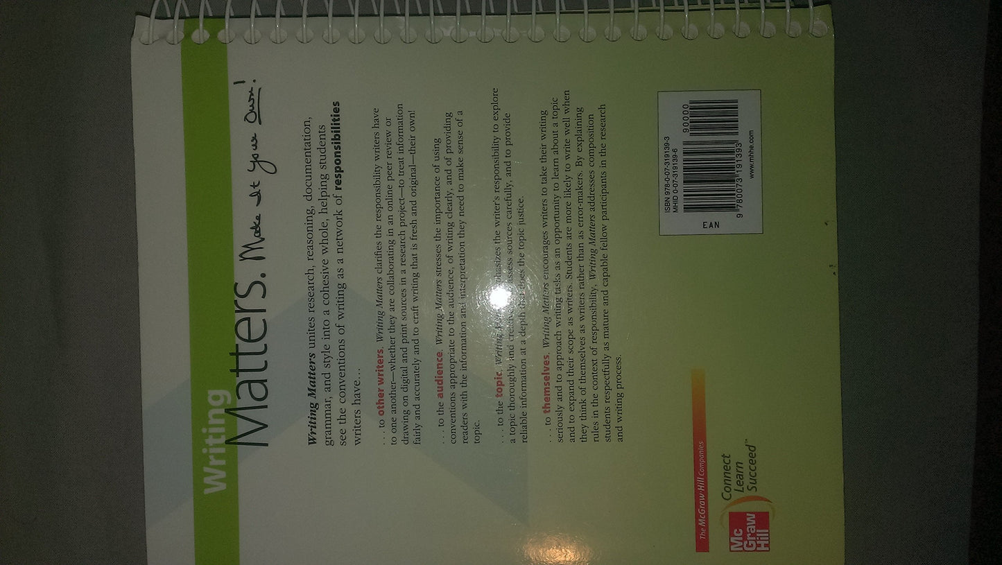 Writing Matters, tabbed (Spiral-bound) [Spiral-bound] rebecca-moore-howard