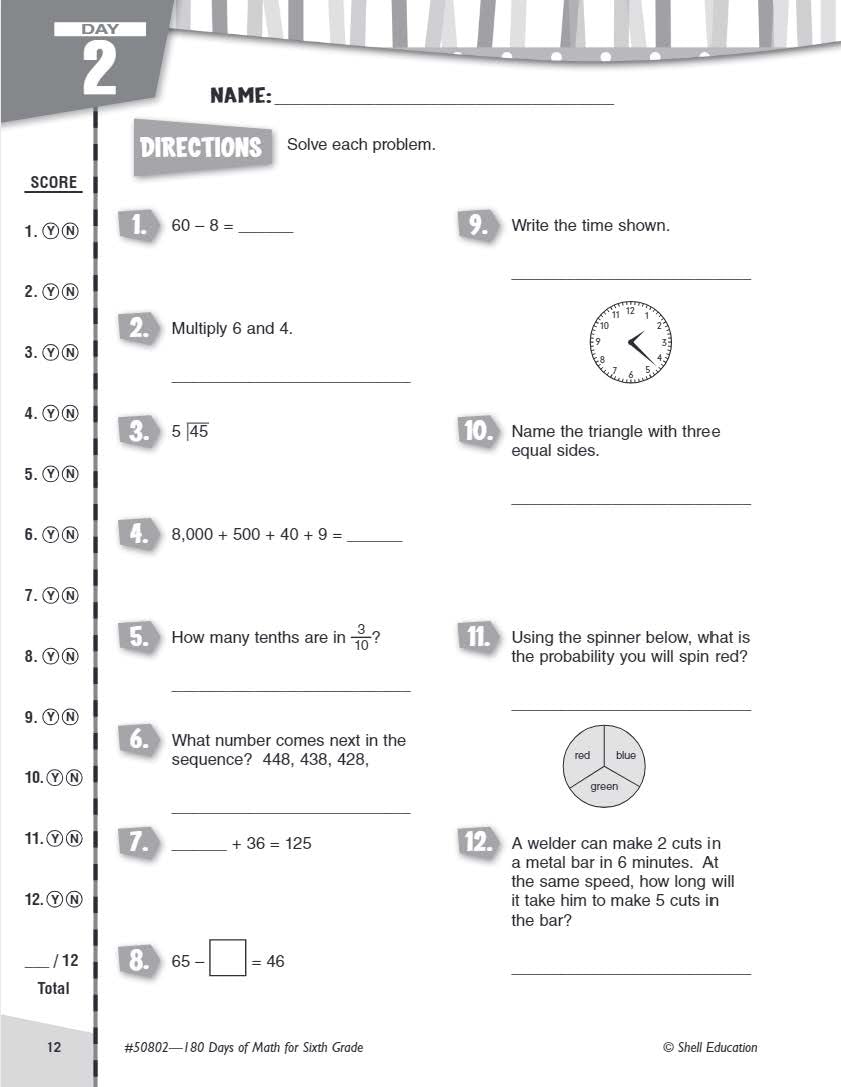 180 Days: Mathematics for 6th Grade Practice Workbook for Classroom and Home, Cool and Fun Practice Created by Teachers (180 Days of Practice) [Perfect Paperback] Jodene Smith