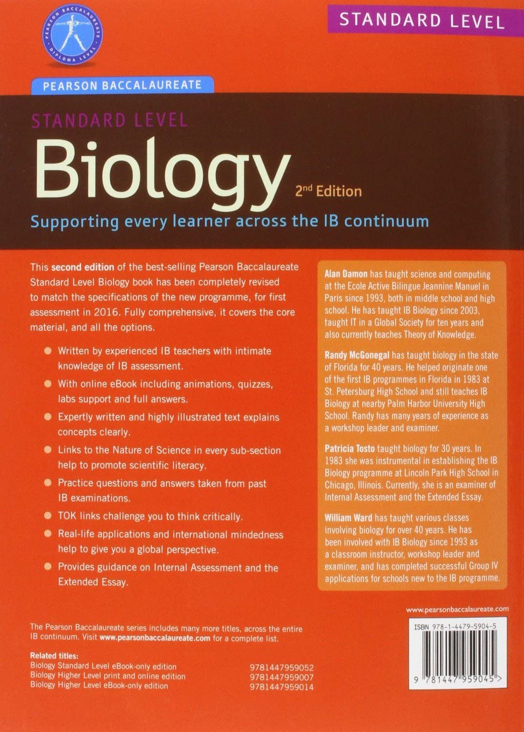 Pearson Baccalaureate Biology Standard Level 2nd Edition Print and eBook Bundle for the Ib Diploma (Pearson International Baccalaureate Diploma: International E) [Product Bundle] Damon, Alan; McGonegal, Randy; Tosto, Patricia and Ward, William