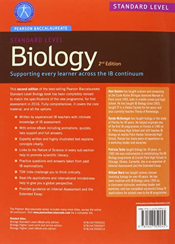 Pearson Baccalaureate Biology Standard Level 2nd Edition Print and eBook Bundle for the Ib Diploma (Pearson International Baccalaureate Diploma: International E) [Product Bundle] Damon, Alan; McGonegal, Randy; Tosto, Patricia and Ward, William
