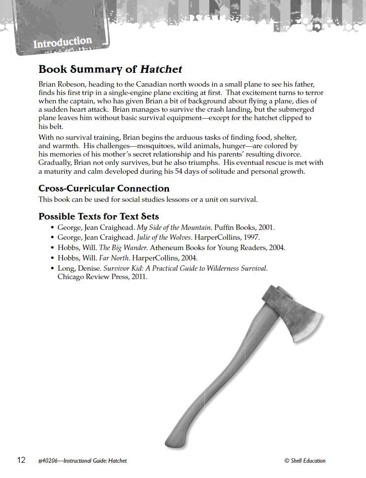Hatchet: An Instructional Guide for Literature - Novel Study Guide for 4th-8th Grade Literature with Close Reading and Writing Activities (Great Works Classroom Resource) [Paperback] Suzanne I. Barchers