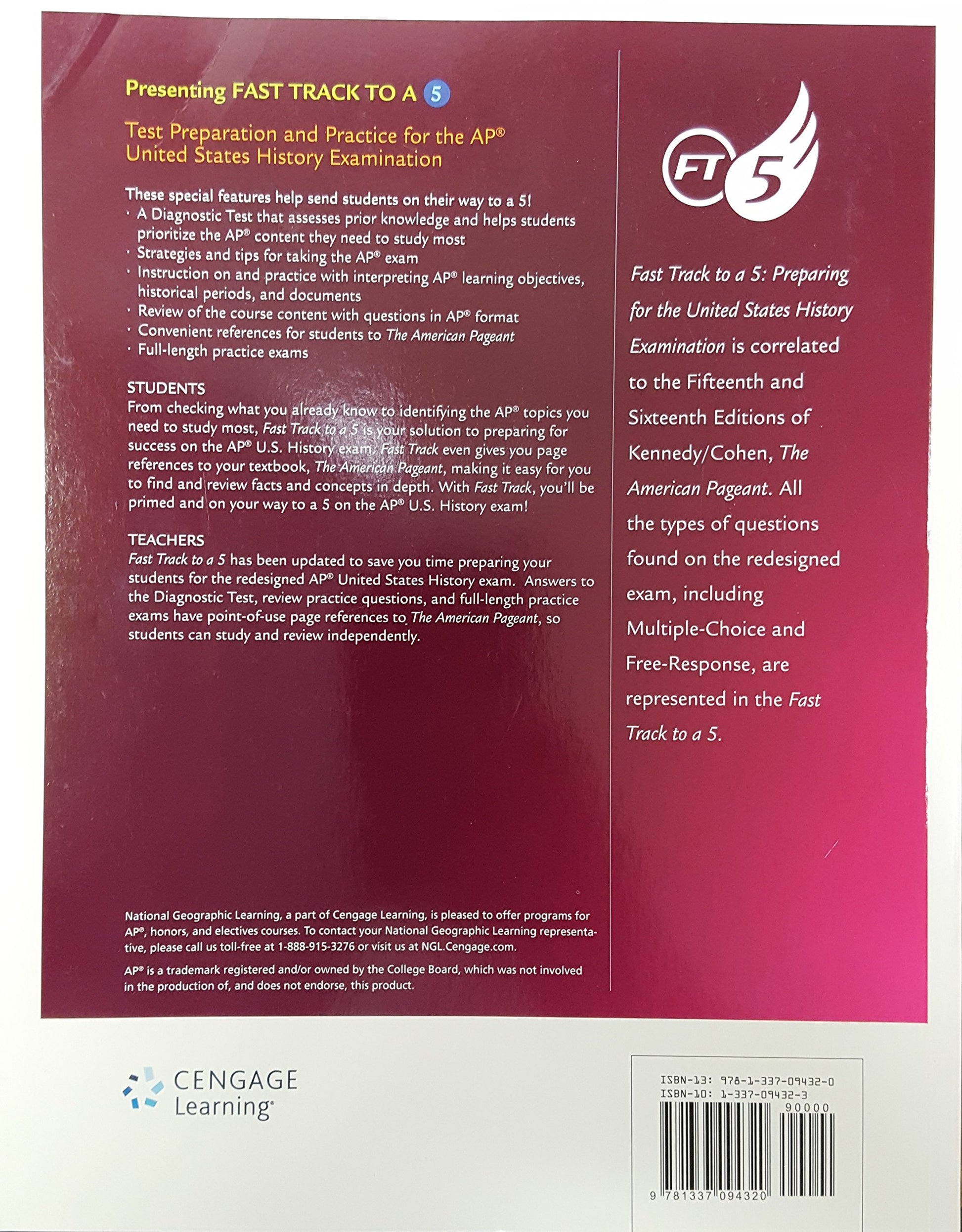 Fast Track to a 5, Preparing for the AP United States History Examination, 9781337094320, 1337094323, 2016 [Paperback] unknown author