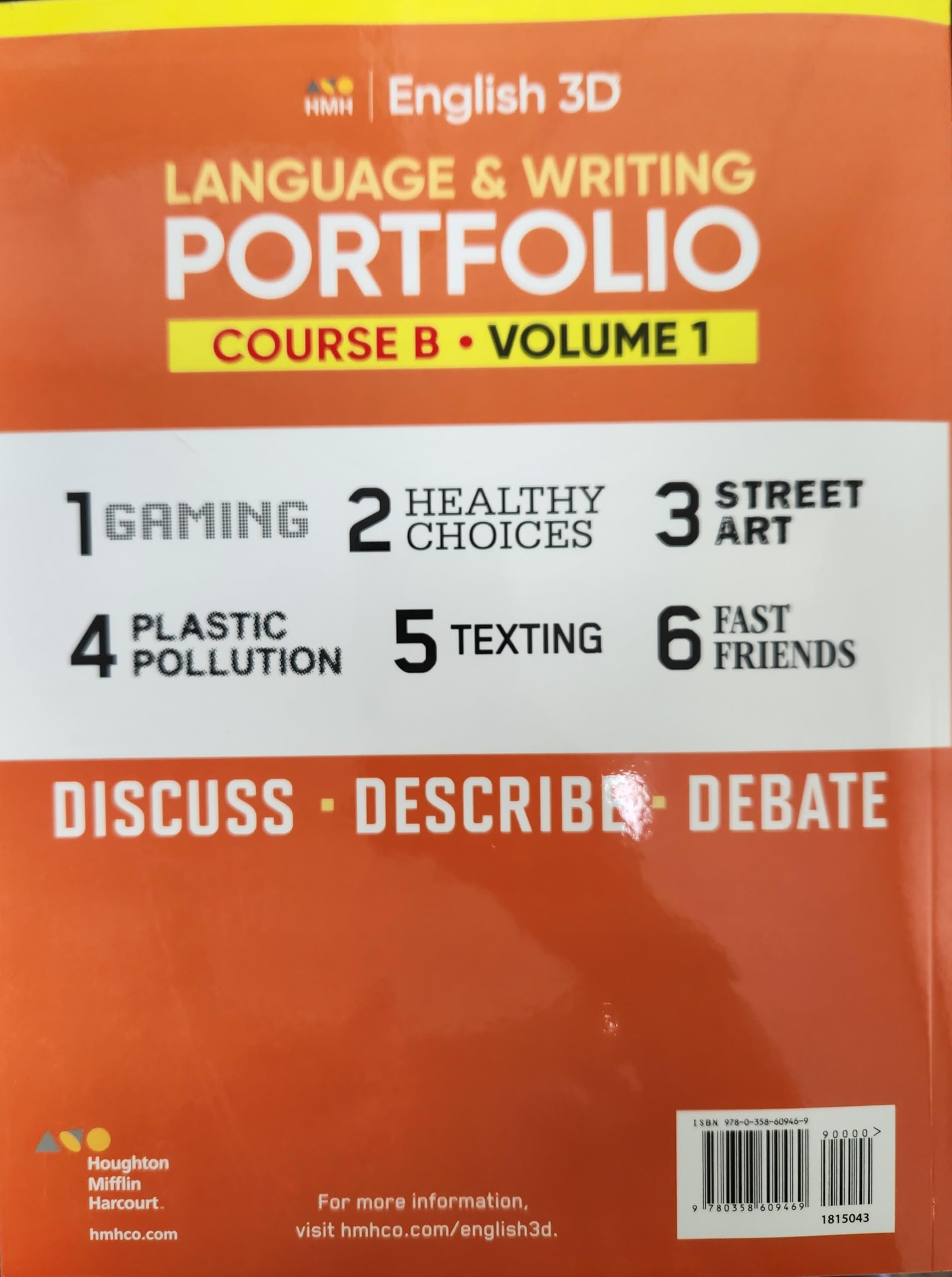 Course B Volume 1 Language & Writing Portfolio (English 3D) [Paperback] Houghton Mifflin Harcourt