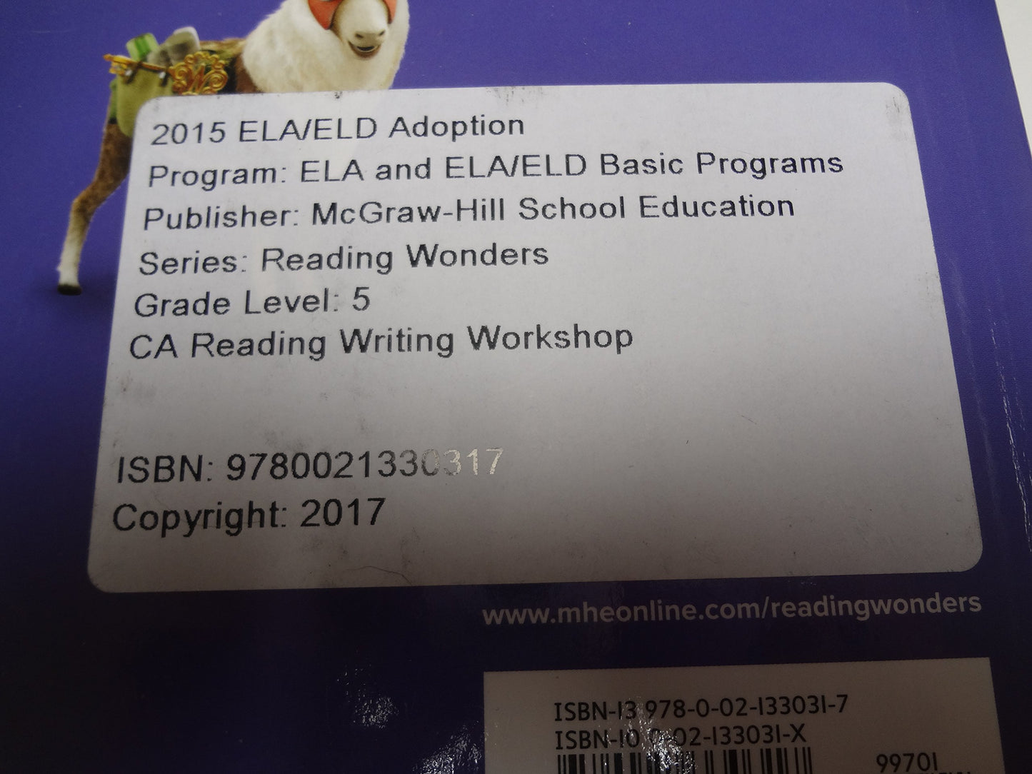 Wonders California reading/writing workshop grade 5 [Hardcover] Diane August