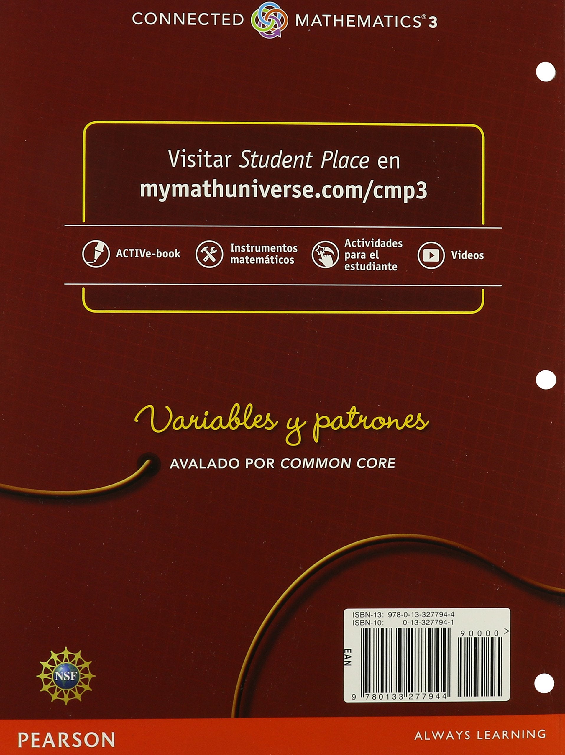 CONNECTED MATHEMATICS 3 SPANISH STUDENT EDITION GRADE 6 VARIABLES AND PATTERNS COPYRIGHT 2014 [Paperback] Prentice Hall