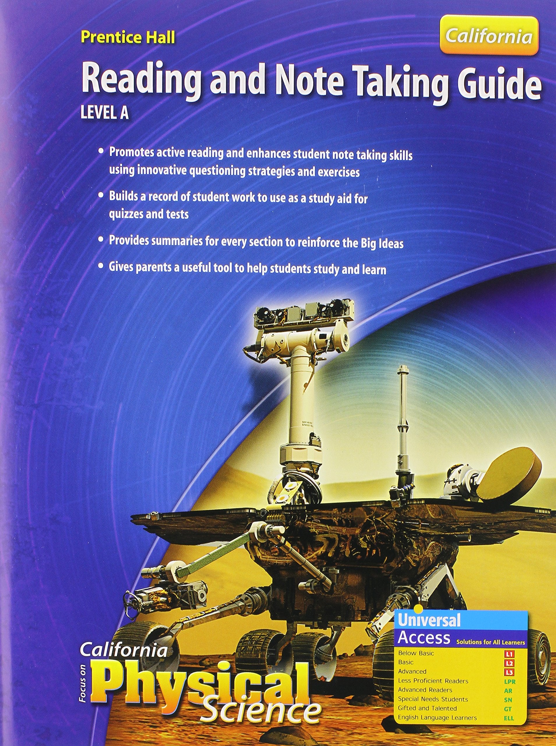 Focus on California Physical Science: Reading and Note Taking Guide Level a