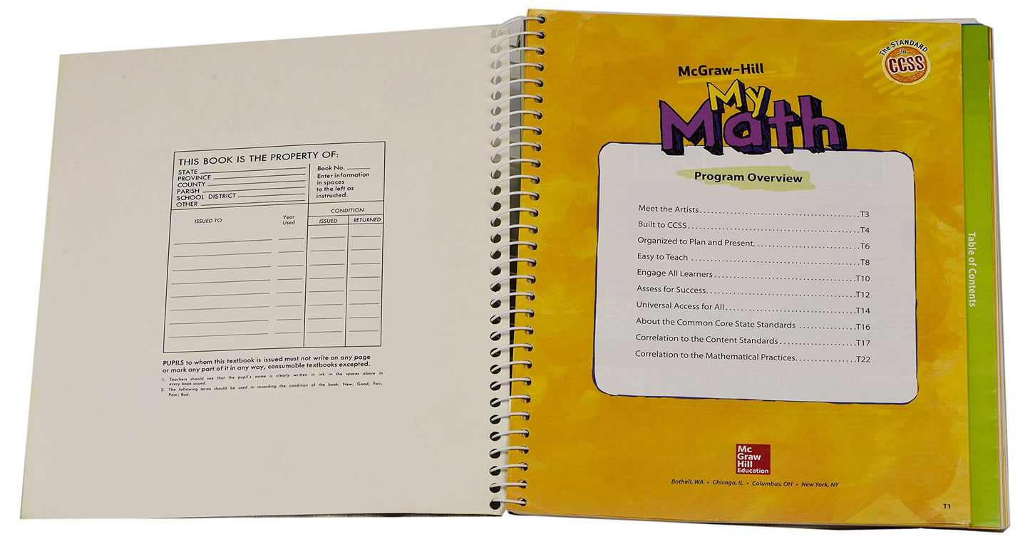 McGraw-Hill My Math, Grade 4 Volume 2, Teacher Edition, CCSS Common Core [Spiral-bound] McGraw-Hill Education