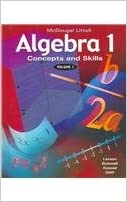 McDougal Littell High School Math: Student Edition Volume 1 Algebra 1 2001